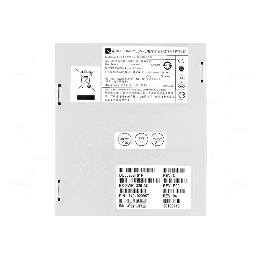 EX-PWR-320-AC  JUNIPER 320W POWER SUPPLY FOR JUNIPER EX4200